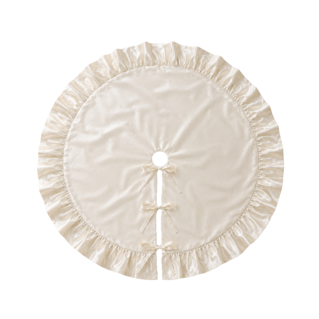 Cream Velvet Ruffle Tree Skirt - 48"