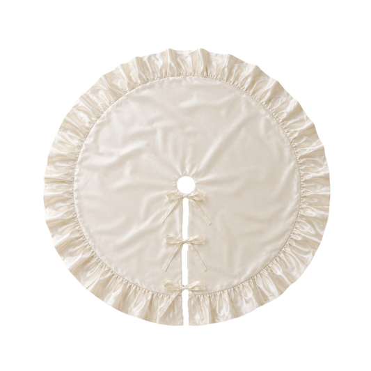Cream Velvet Ruffle Tree Skirt - 48"