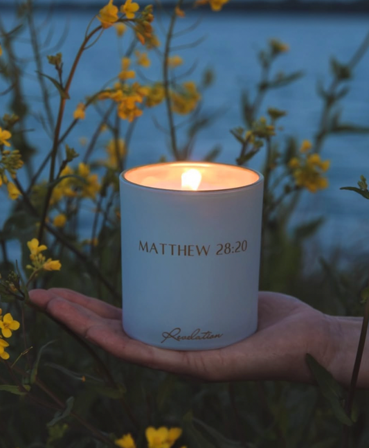 "I Am With You Always" Matthew 28:20 Revelation Candle