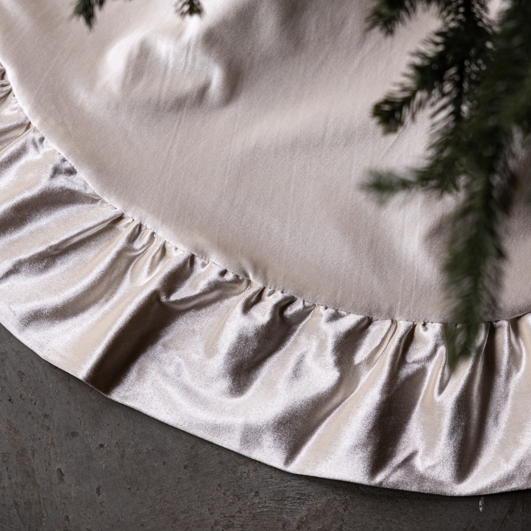 Cream Velvet Ruffle Tree Skirt - 48"