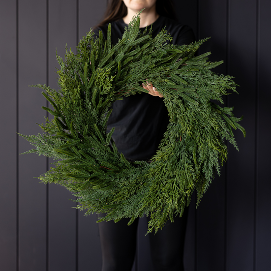 Norfolk + Cypress Mixed Real Touch Wreath - 24"